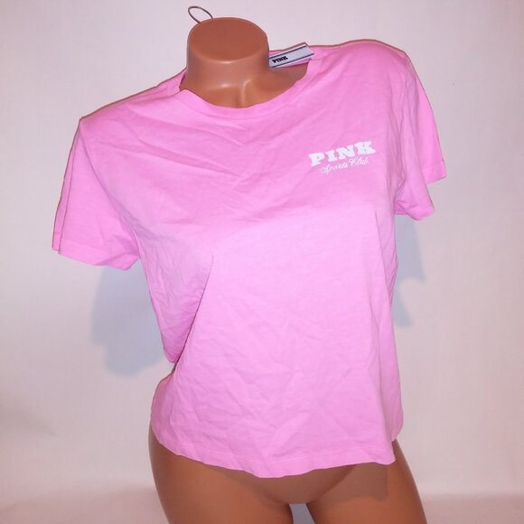 Victoria Secret PINK Tee T Shirt Medium Neon Pink Solid Short Sleeve Crew Neck G - Picture 2 of 9